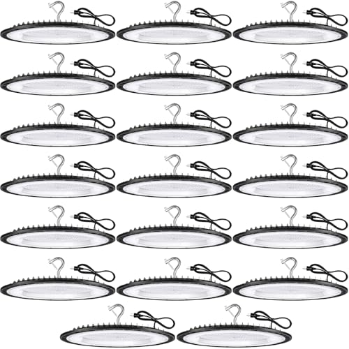YANYCN 20 Pack 300W UFO Led High Bay Light,120VAC,45000LM 5000K Daylight Commercial Shop Bay Lighting Fixture,[1300W MH/HPS Equiv.] US Plug Area Lighting for Warehouse/Barn/Gym/Factory/Workshop - size: 300W 20pack UFO Led High Bay light