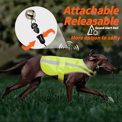 Reflective Dog Vest for Large and XL Breeds, High Visibility Dog Safety Vest with Removable Bell Keep Safe from Hunting, Training & Cars Accidents(Green,Large) - color: Neon Green, size: L