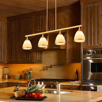 4-Light Modern Linear Chandelier for Kitchen Island Light Fixtures - color: Gold