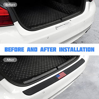 8sanlione Rubber Car Rear Bumper Guard Strip, Black/Red Flag/40.9"x3.5" - color: Black/Red Flag, size: 40.9"x3.5"