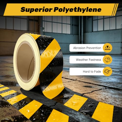 6-Piece Caution Tapes Roll, Black and Yellow Floor Safety Marking Tapes