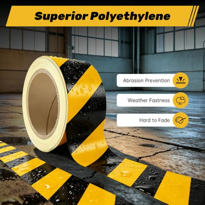6-Piece Caution Tapes Roll, Black and Yellow Floor Safety Marking Tapes