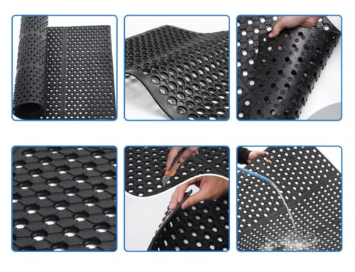 Commercial Anti-Fatigue Drainage Rubber Matting 82.6"x35.4"Heavy Duty Non-Slip Floor Mats for Home or Business Indoor Outdoor Use Workstation Mat