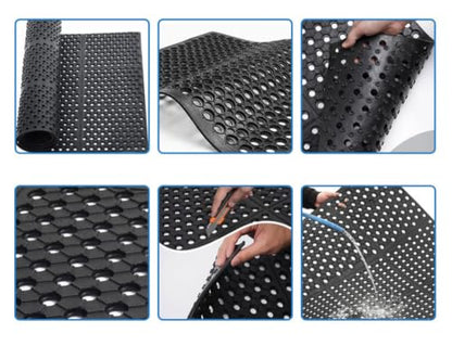 Commercial Anti-Fatigue Drainage Rubber Matting 82.6"x35.4"Heavy Duty Non-Slip Floor Mats for Home or Business Indoor Outdoor Use Workstation Mat