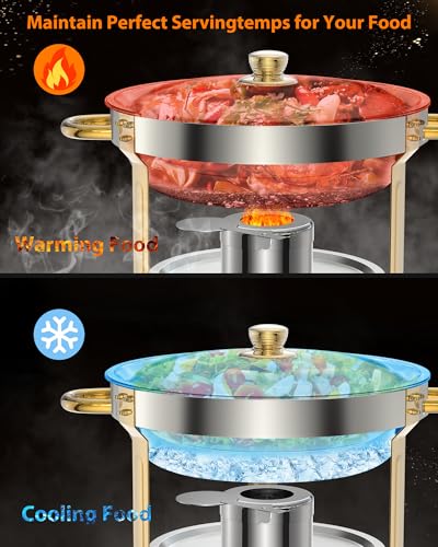 4-Pack 5QT Round Chafing Dish Buffet Set, Stainless Steel