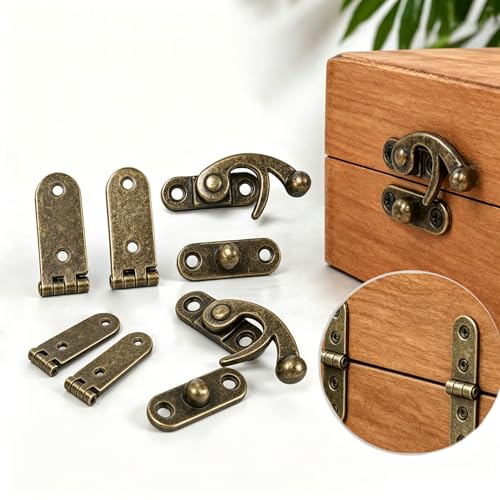 10 Sets Bronze Right Latch Hook Hasp & Hinges Kit with Matching Screws - color: Bronze