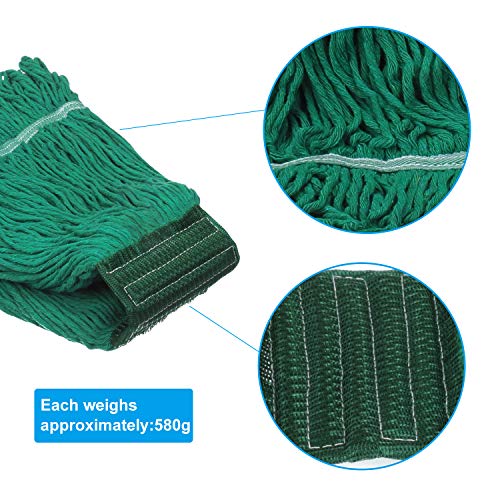 Mop Head Replacement,Commercial Mop Heads,Cotton Washable Industrial Mop Head,6 Inch Heavy Duty Mop Heads,Wet Industrial Cleaning Mop Head for Home,Industrial and Commercial Use Clean（Green） - color: Green, size: 1 Pack