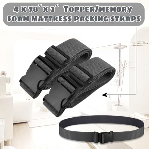 DERTE 4 Pcs Mattress Topper Straps Adjustable (78''x2'') - size: 78''x2''