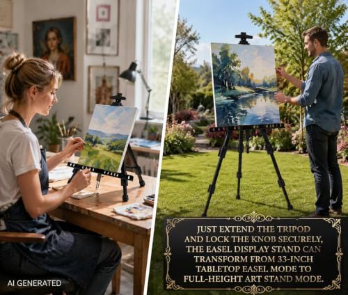 MXG Aluminum Art Easel,Professional Black Display Easel for Painting&Sign - color: black