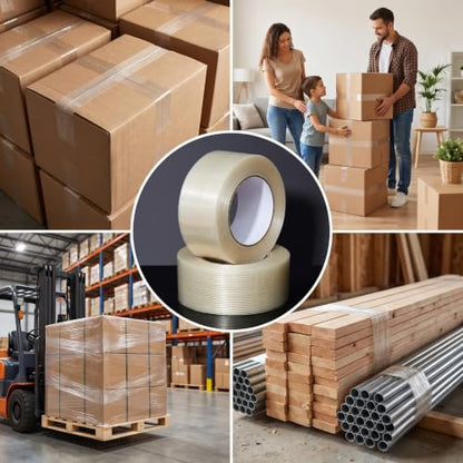 Amylove Filament Strapping Tape, 12 Rolls, 2 Inch X 55 Yard