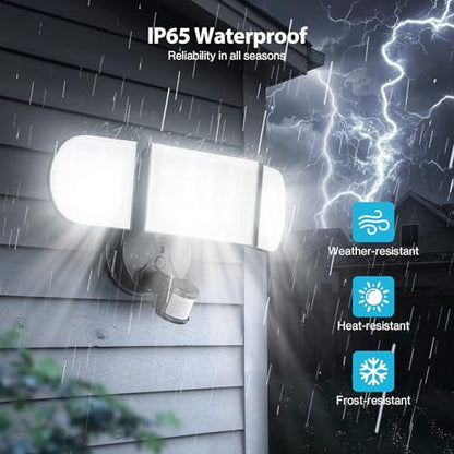 Olafus 180W Motion Sensor Outdoor Lights, 18000LM Ultra-Bright Dusk to Dawn LED Security Flood Light Wired, 6500K Daylight, IP65 Waterproof, for Yard/Garage/Driveway, Black - color: Black