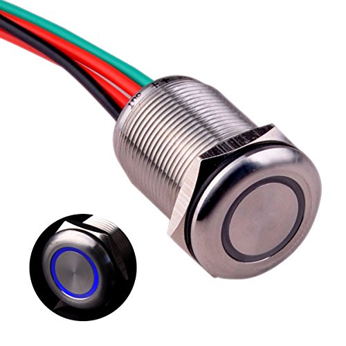 Touch Switch UT19F1 Segmented Dimming Switch DC 6V to 24V Blue LED Suitable for 19mm 3/4" Mounting Hole - color: Segmented Dimming