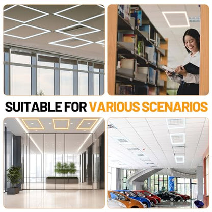 VIHOSE 4 Pcs 2x2 ft Edge-lit Frame LED Flat Panel Lights Grid Drop Ceiling Lights with 3000K/4000K/6500K Selectable 110-265v for Offices Shops Bathrooms with Integrated Ceilings