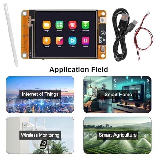 DORHEA 2Pcs ESP32 Touchscreen 2.4 Inch LCD TFT Module with Touch Screen Display Module ESP-32 2.4" 240x320 Smart Display OLED Screen for Arduino LVGL WiFi Bluetooth Dual Core Development Board