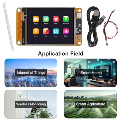 DORHEA 2Pcs ESP32 Touchscreen 2.4 Inch LCD TFT Module with Touch Screen Display Module ESP-32 2.4" 240x320 Smart Display OLED Screen for Arduino LVGL WiFi Bluetooth Dual Core Development Board