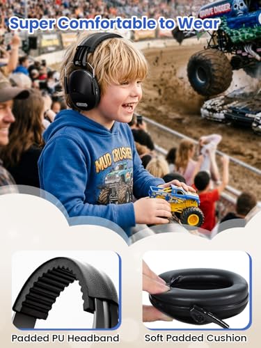 Dr.meter Noise Cancelling Headphones for Kids, EM100 Protective Ear Muffs - color: Black