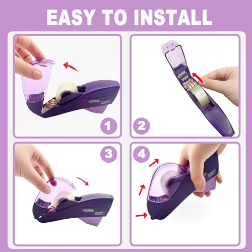 Automatic Tape Dispenser for Wrapping Gifts, Handheld Packaging Tape Dispenser Gun with Cutter, Dispensers for Adhesive Tapes-Purple - color: Purple