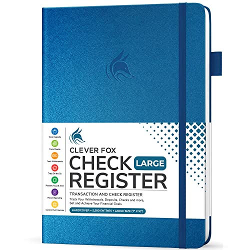 Clever Fox Check Register Book, Checkbook Ledger, 7x10 Mystic Blue - color: Mystic Blue, size: Smaller than A4 (7" x 10")