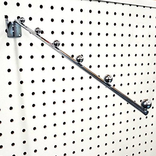 14" L Pegboard 6 Ball Waterfall Faceout Hook, Chrome - 10 Pack - color: Chrome, size: 10 Pack
