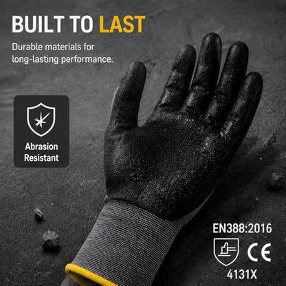 LunaDream Work Gloves MicroFoam Nitrile Coated-6 Pairs,Seamless Knit Nylon Gloves,Gray Work gloves - size: 8/Medium