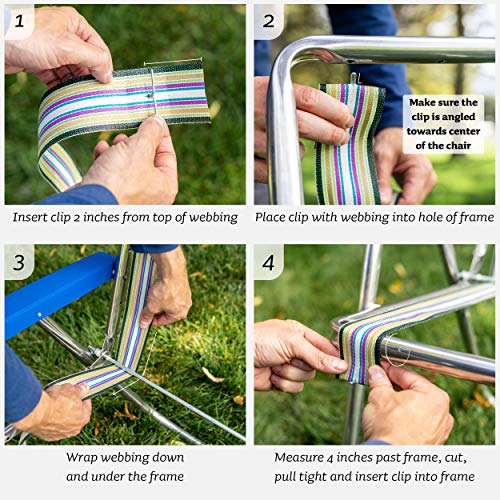 Lawn Chair USA Replacement Lawn Chair Webbing - Webbing for Lawn Chairs, Beach and Camping. UV-Resistant Webbing Strap Made with Durable Polypropylene (3" x 50', Blue Sands)