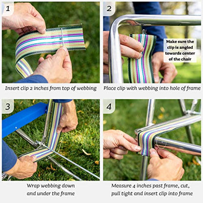 Lawn Chair USA Chair Replacement Lawn Chair Webbing - Webbing for Lawn Chairs. UV-Resistant Straps Made with Durable Polypropylene. Chair Webbing Kit (3" x 50', Old Glory)