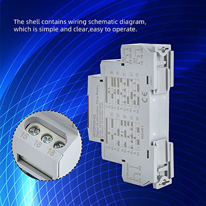 CNAODUN Multifunctional Time Delay Relay Digtal Display Dual Outputs HYCRT8S-M2 AC/DC 24-240V Rotary Regulating Multifunction Time Relay DIN Rail Mount Type - size: HYCRT8S-M2,Dual Outputs Multifunction