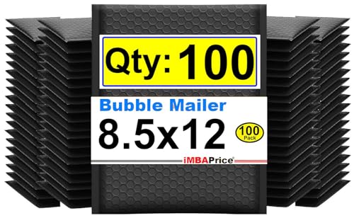 iMBAPrice 8.5x12 Inch Black Poly Bubble Mailers #2, 100-Pack - color: Black Poly Bubble, size: 8.5"x12" Poly (100 Envelopes)