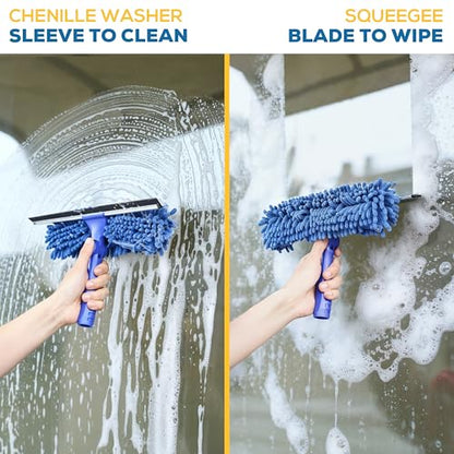 KLEEN HANDLER 2-in-1 Window Squeegee with 60” Extendable Pole