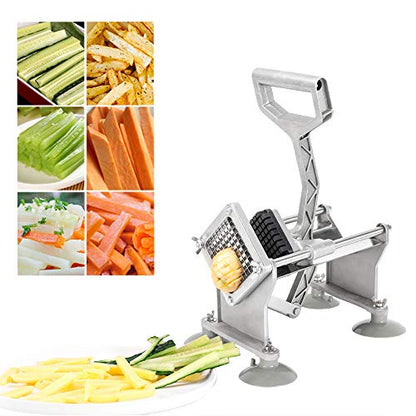 ROVSUN Commercial Vegetable Chopper French Fry Cutter Stainless Steel w/ 4 Sizes Blades, Fruit Potato Slicer, 1/2", 3/8", 1/4" & 8-Wedge Blades and Pusher Blocks for Restaurants, Home & Kitchen - size: Horizontal Style
