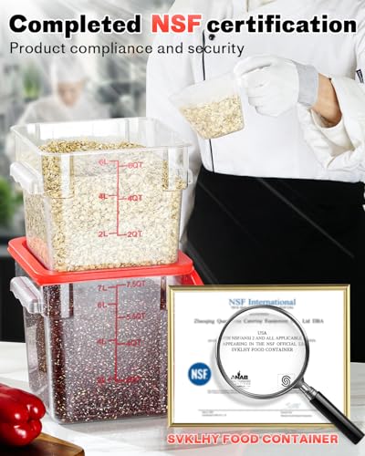 12QT 4PCS NSF Commercial Clear Food Storage Containers with Lids(RED) - color: E-12QT-RED