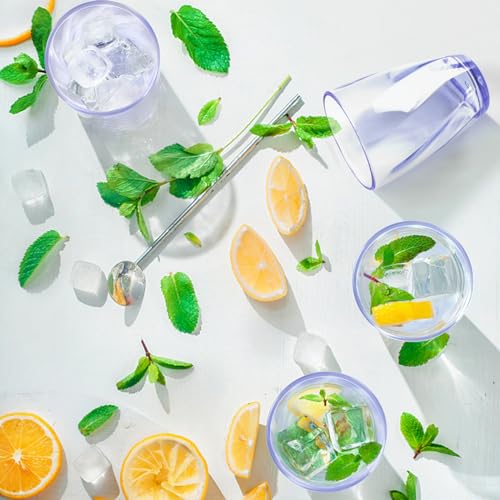 Topsky 12-ounce Plastic Water Tumblers | Set of 4 Transparent Unbreakable Drinking Glasses Clear Acrylic Reusable Juice Wine Cups for Home Picnic Party, Dishwasher Safe, Stackable,Blue - color: Blue 12.3oz