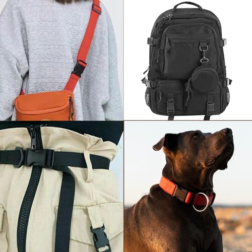 CooBigo 10 Pack Plastic 3/4" Side Release Buckle Dual Adjustable Outdoor Camping Tactical Backpack Belt Strap Webbing Bag Hardware Accessories 3/4" Dual Release Buckles Black - color: A#: 3/4"(10pcs)