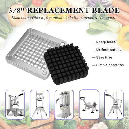 2 PCS Replacement Dicer Chopper 3/8" Blades with Pusher Block - color: 3/8''&3/8'' blade