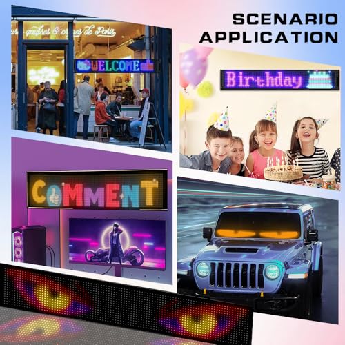 Windshield Eyes Animated LED Decor - Lightride 24x5 Inch Black Flexible LED Panel for Cars, Trucks, and SUVs, Programmable Eye Lights,Commercial signs