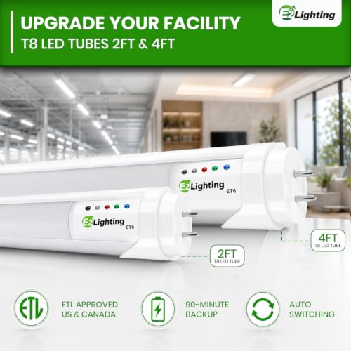 E2 Lighting 4ft T8 LED Bulbs, 18W LED Fluorescent Tube Replacement - color: 5000k, size: 4 Feet