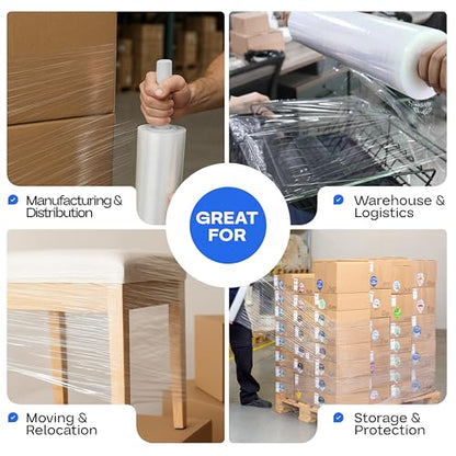 IDL Packaging 20" x 1000' 80G Hand Stretch Wrap Roll w/Handles - USA-Made - size: 20" X 1000' (Extended Cardboard Handle)