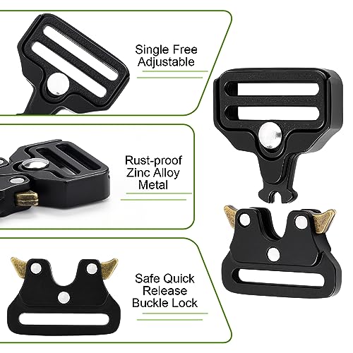 CooBigo 2 Sets 1" Tactical Buckle Strap Kit Replacement, 1 Inch Heavy Duty Tactical Belt Buckle with Adjustable Tri-glide Slider, D Ring and 5 Yard Webbing - color: F: 1" Buckle Kits
