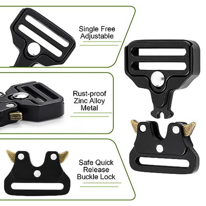 CooBigo 2 Sets 1" Tactical Buckle Strap Kit Replacement, 1 Inch Heavy Duty Tactical Belt Buckle with Adjustable Tri-glide Slider, D Ring and 5 Yard Webbing - color: F: 1" Buckle Kits