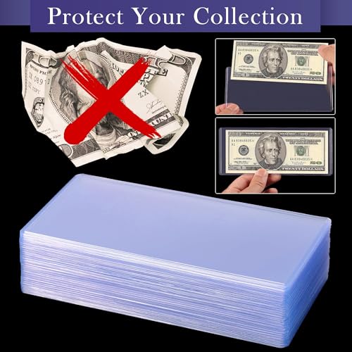 Uncle Paul 80PCS Banknotes Top-Insert Holders - Currency PVC - color: 80 Pieces