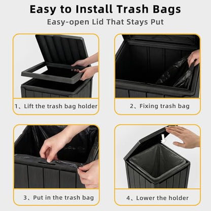 EFU 38 Gallon Outdoor Trash Can with Lid, Waterproof Garbage Can Bin - color: Black, size: 38 Gallon