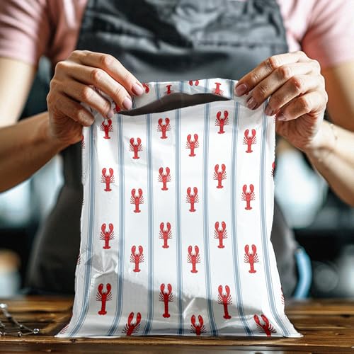 10x13 (100) Lobsters Designer Poly Mailers Waterproof Self Sealing Tear Resistant Polymailers Shipping Envelopes Premium Printed Bags For Small Businesses - color: Lobsters, size: 10x13 inches