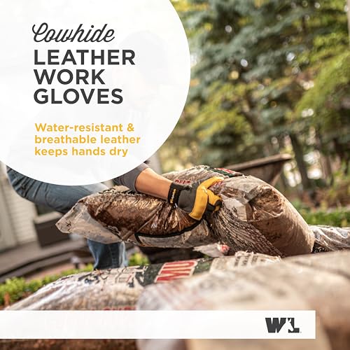 Wells Lamont Men's Leather Palm Work Gloves – HydraHyde Water-Resistant Leather, Flexible Spandex Back, Adjustable Closure - color: Gray, size: X-Large