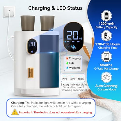 Automatic Mouthwash Dispenser for Bathroom (20.3 oz) - Touchless Smart Mouth Wash Dispenser with 4X Magnetic Cups - Wall-Mounted and Countertop Set for Kids and Adults Bathroom (White) - color: White