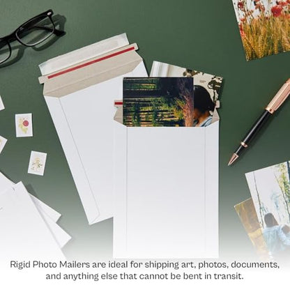 PSBM 100 PCS 12.75 x 15 Inch White Rigid Photo Mailers, Cardboard Shipping Envelopes, Mailers for Shipping Photos, CDs, Documents, Catalogue, Or Any Flat Object