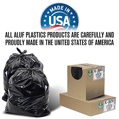 Aluf Plastics 33 Gallon Trash Can Liners (400 Count) - 33" x 39" - Thick 1.5 MIL Equivalent Black Trash Bags for Bathroom, Kitchen, Office, Industrial, Commercial, Recycling and More - color: Black, style: 33 Gal, 1.2 Mil, 400 Count