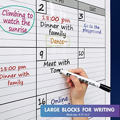 Large Dry Erase Calendar for Wall, 38x50 - color: No Magnetic