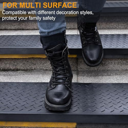 Spurtar Rubber Stair Treads 29.69" x 9.85" 3PCS Outdoor Stair Treads, Black - color: Diamond Black, size: 29.69" x 9.85"-3Pack