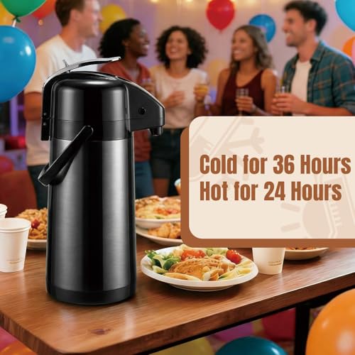 Airpot Coffee Dispenser with Pump, 84.5 oz Carafe, Black, 1 Count - color: Black
