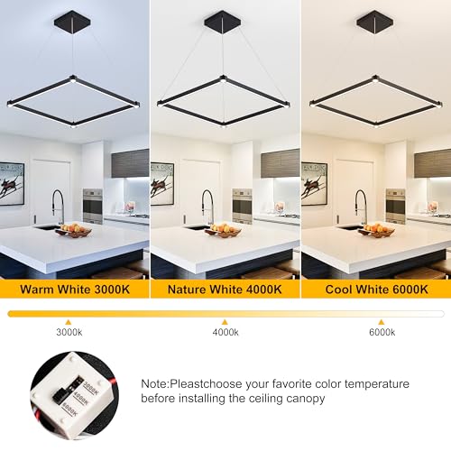 WELAKl Black Modern Square Chandelier, Square Ceiling Light Fixture - size: 1-Light